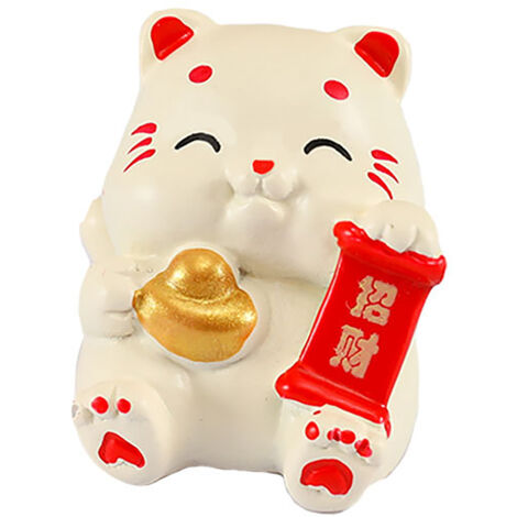 Figura miniatura de gato de la suerte hecha de resina, modelo MiniCat, para la consola del coche, como decoración del hogar, como regalo.