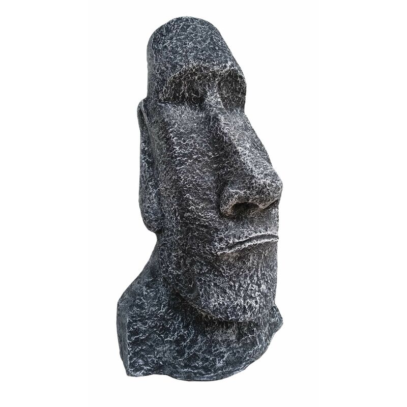 

Anaparra - Figura Moai Cabeza de Pascua para exterior de piedra 23X20X40cm. Gris