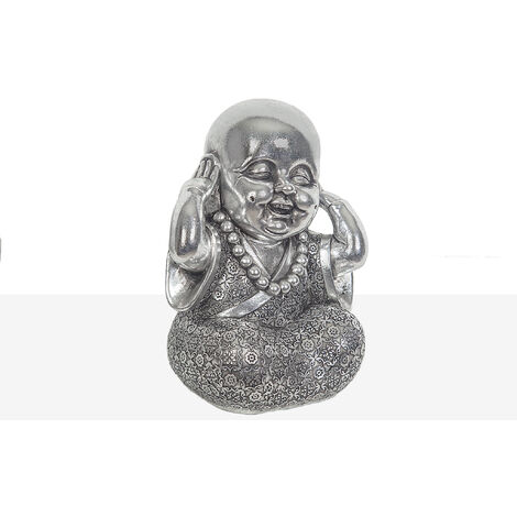 Figura Monje Sentidos Resina Plateado 191196