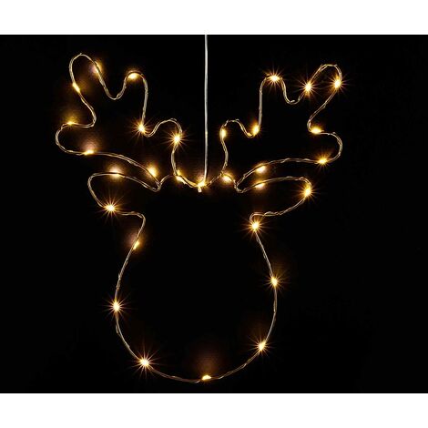 Figura Natalizia Luminosa da Appendere Renna Decorativa per Casa, Vetrine, Negozi Set da 2 Pezzi