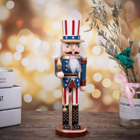 Figura navideña de madera hecha a mano (25 cm) – mecanismo elevable, artículo de coleccionista, decoración de mesa y escritorio