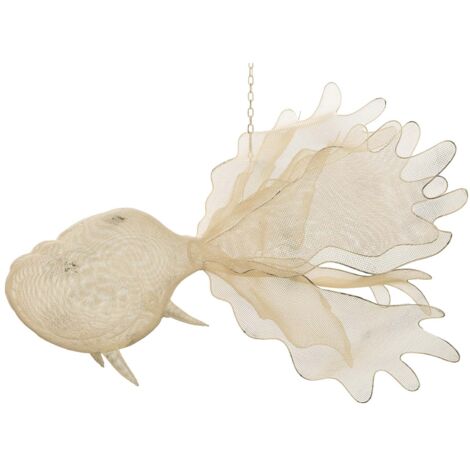 Figura Pez Colgante Metal Blanco 73X53X46 Cm