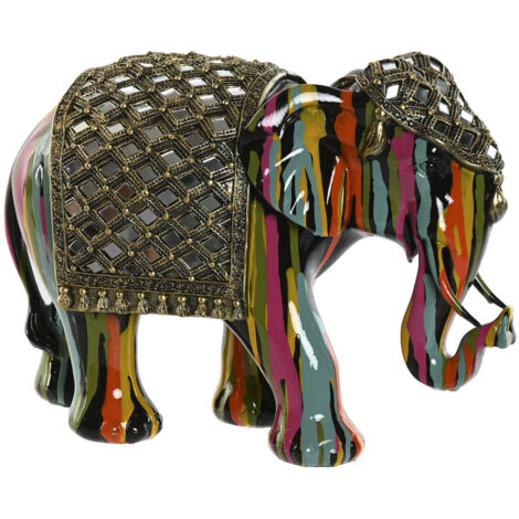 Figura Resina 31X14X22.5 Elefante Multicolor