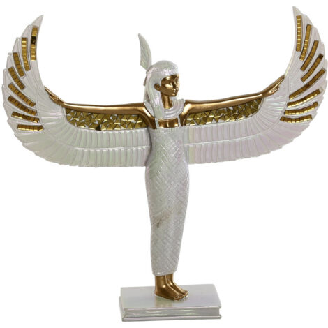 Figura Resina 34X7X34 Isis Iridiscente Blanco