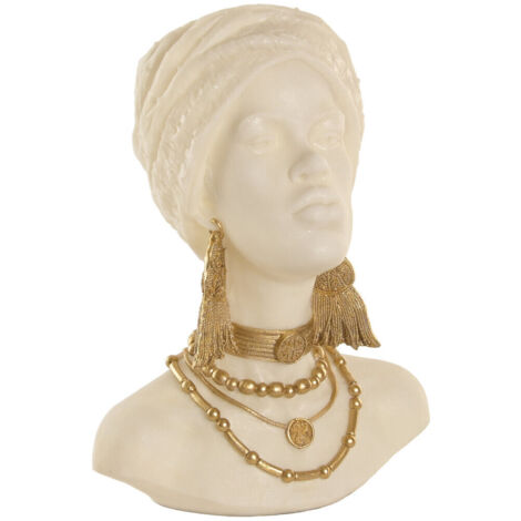 Figura Resina 35,5X27,5X47 Busto Africana Blanco