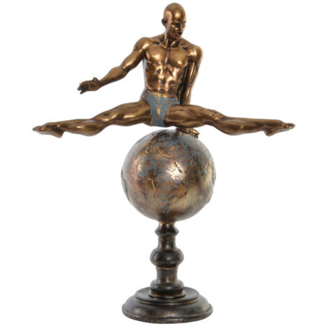 Figura Resina 36X19X46 Gimnasta Envejecido Dorado FD194757