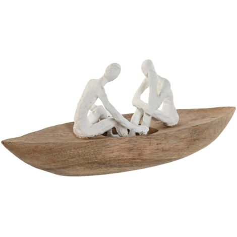 Figura Resina Mango 42X14X16 Barca Blanco
