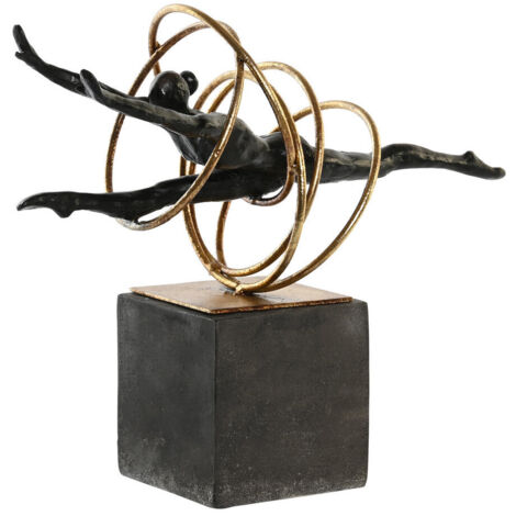 Figura Resina Metal 36X14X29,5 Gimnasta Negro FD203236