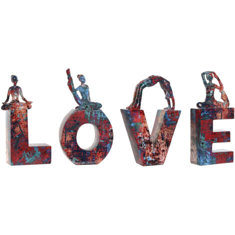 Figura Set 4 Resina 51X5X22 Love Yoga Multicolor