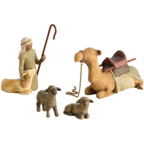 [Figuras coleccionables] Belén de resina, 3-4 piezas, 11,5-3 cm, multicolor, ideal como regalo de Navidad o tradición familiar, pintado a mano.