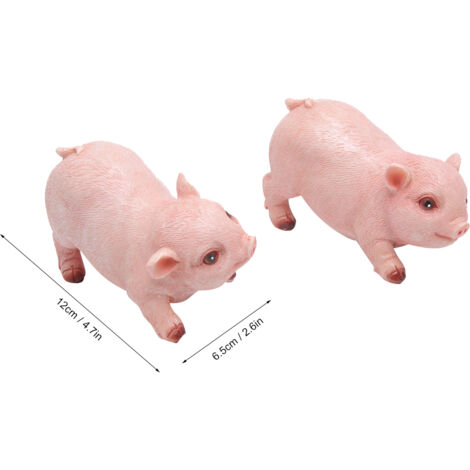 Figuras de animales para decoración de jardín – 2 figuras de cerdos de resina – decoración para jardín, patio y terraza, 12 x 6,5 cm, rosa