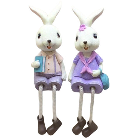 Figuras de conejos para decoración de mesa, estatuas de resina, multicolor, 15 cm, elemento de pasta x2, idea de regalo para fiestas de cumpleaños, decoración del hogar, decoración de jardín