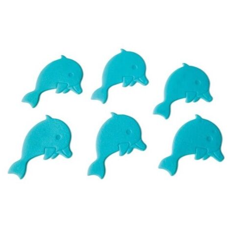 Figuras de ducha o bañera antideslizantes de PVC DELFINES x6uds Azul Spirella
