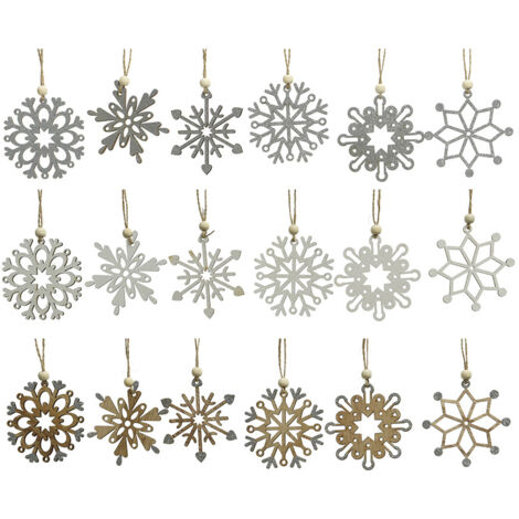 FIGURAS DE MADERA PARA ARBOL DE NAVIDAD COPOS SURTIDOS Ø6cm