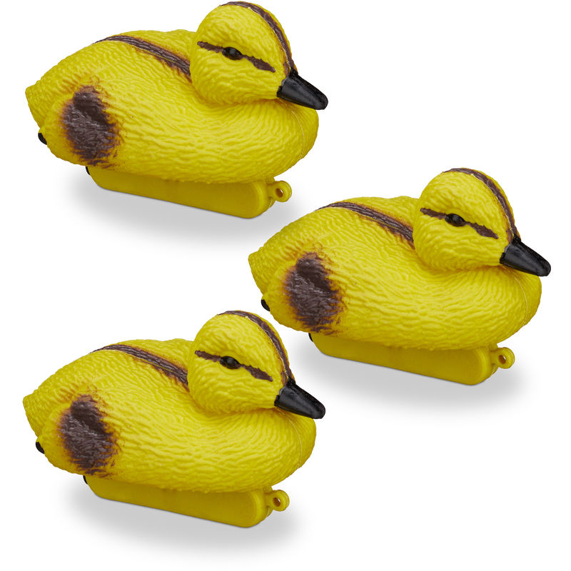 

Relaxdays - Figuras de patos, Decoración para estanques o jardines, Patitos flotantes, Plástico, Impermeable, Amarillo y negro