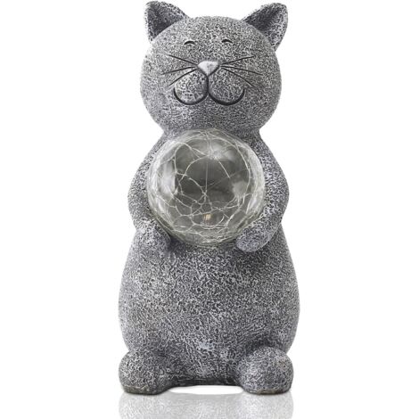 Figuras decorativas de gatos para jardín, ideales para exteriores. Adornos con bola solar. Regalo divertido para mujeres. Ideales para cumpleaños, como regalo para mamá o abuela. También son un regalo