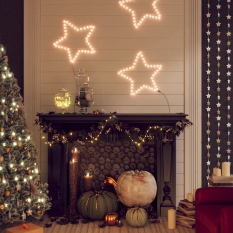 Figuras estrellas Navidad con 48 LED 2 uds  cálido 56cm