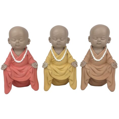 Figure Bouddha Moine 3 Postures Décoratives Différentes Bouddhisme Feng Shui