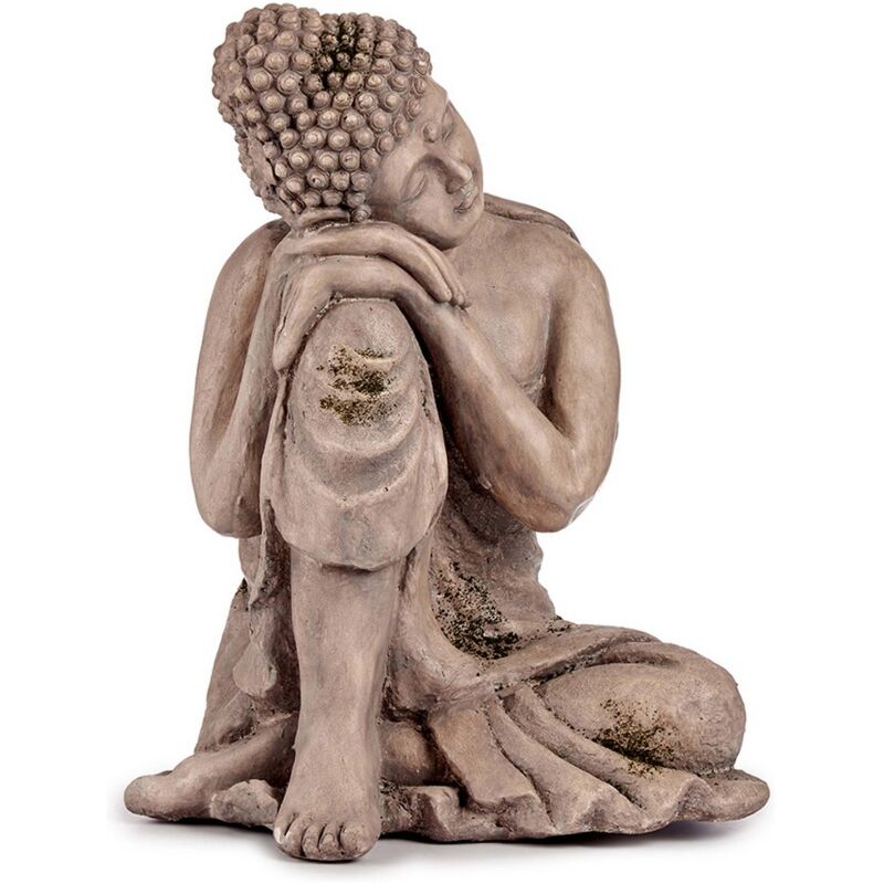 Figure décorative pour le jardin Bouddha gris en polyrésine (34,5 x 54,5 x 31 cm)