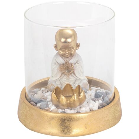 Figure de Bouddha Oriental en Résine Dorée pour Décoration et Feng Shui