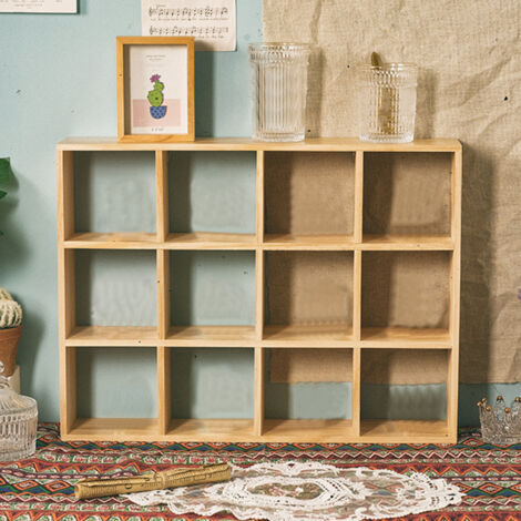 【Figuren-Organizer】 12-teiliges Naturholzregal für Wohnzimmer/Büro (ohne Rückwand)