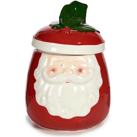 Figurina decorativa - Babbo Natale - Ceramica rossa - 14 x 19,5 x 14 cm - Decorazione di Natale - Interno