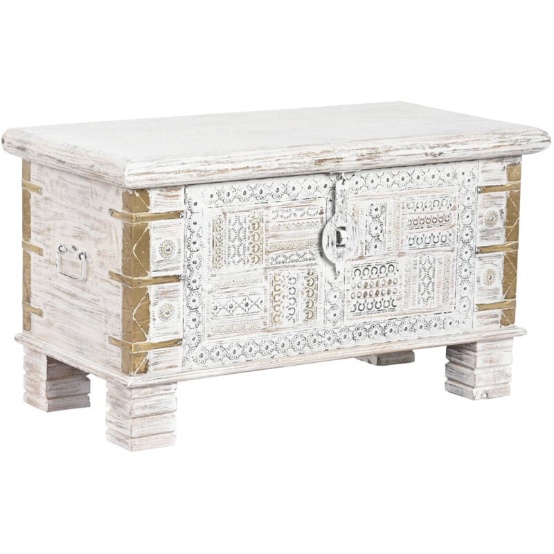 Coffre Mangue Métal 80X40X45 Blanc