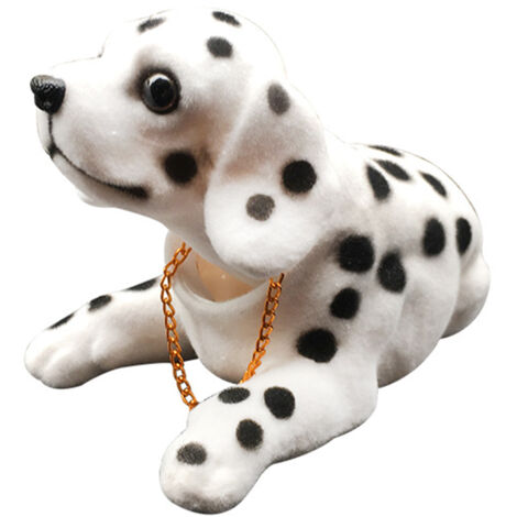 Figurine Animée Dalmatien pour Tableau de Bord - Décoration Automobile Automatique à Secousse avec Chaîne Dorée