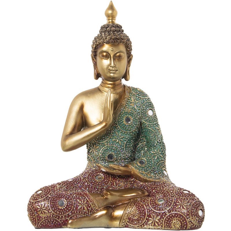 Figurine Résine Bouddha Doré/Couleurs 30X17X39 Cm