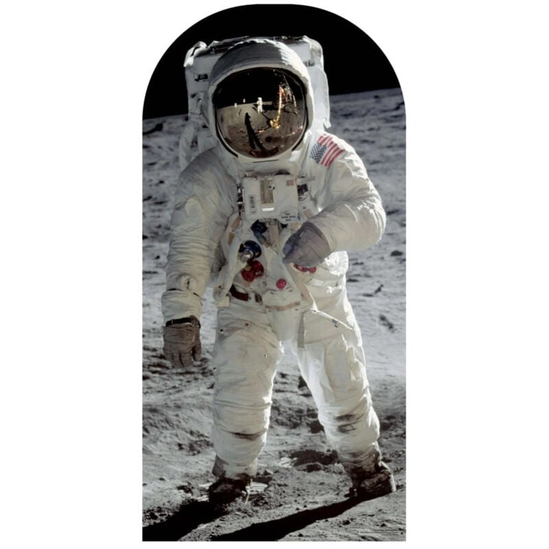 Star Cutouts - Figurine en carton passe tête Buzz Aldrin astronaute sur la lune -Haut 194 cm