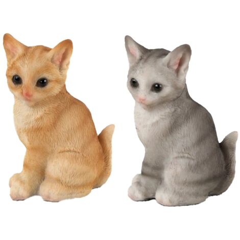 Figurine Chat 2 Unités Résine Décorative Multicolore pour Maison et Bureau