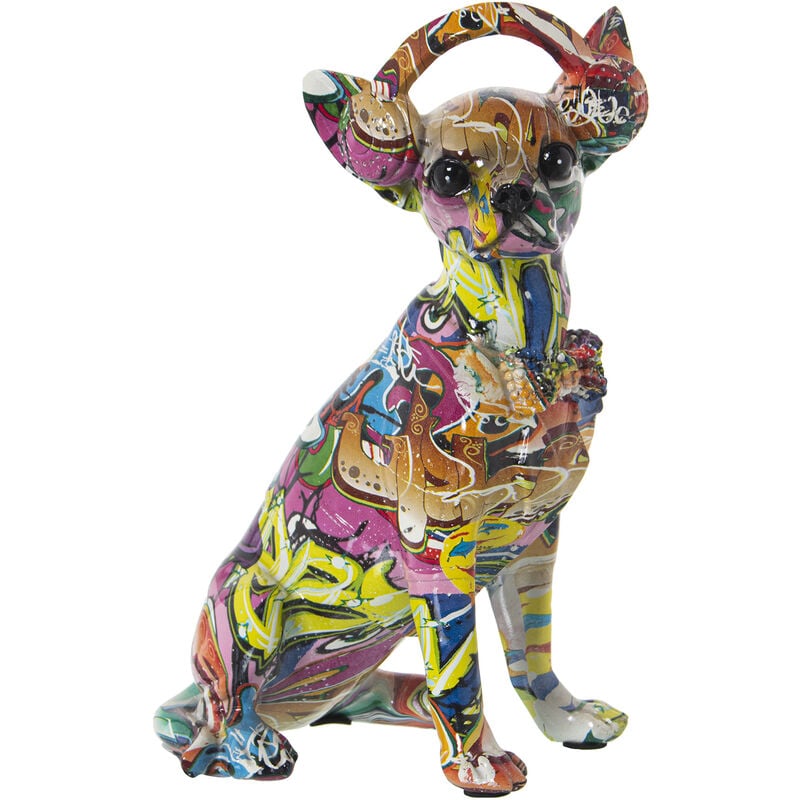 Fijalo - Figurine chien en résine graffiti multicolore 17X13X26 Cm