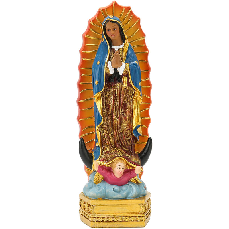 Figurine chrétienne de Guadalupe peinte à la main, statue de la Vierge Marie porte-bonheur, figurine de Notre-Dame de Guadalupe pour décoration de