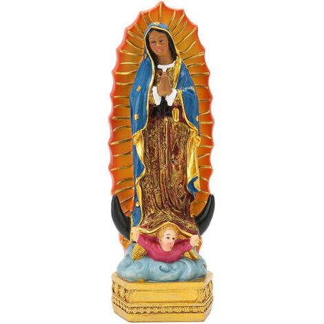 Figurine chrétienne de Guadalupe peinte à la main, statue de la Vierge Marie porte-bonheur, figurine de Notre-Dame de Guadalupe pour décoration de table