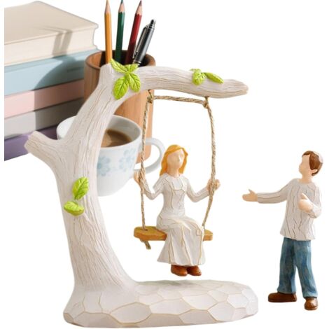 Figurine Couple Balançoire - Sculpture Amour Romantique - Statue Résine