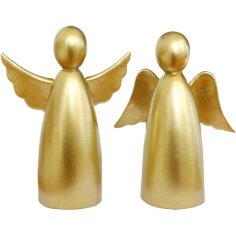 Figurine d'ange - Sculpture d'ange en résine - 2 pièces - Figurines dorées