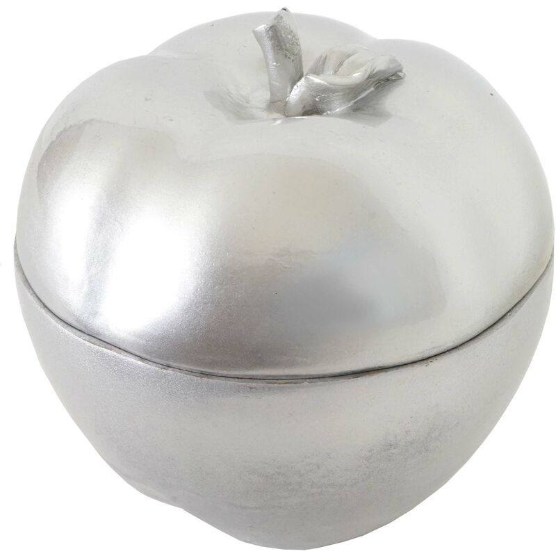 Décoshop26 - Figurine déco pomme 21cm boîte à bijoux en polyrésine boîte cosmétique argenté - argentéer