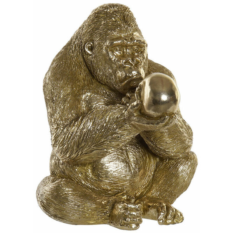 Figurine décorative de gorille en résine dorée Dkd Home Decor 33 x 33 x 43 cm)