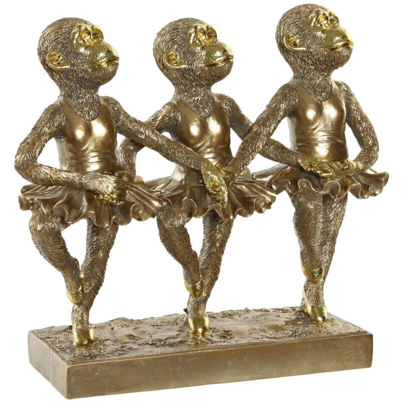 Figure Résine 32,5X12,5X29 Singes De Ballet Doré