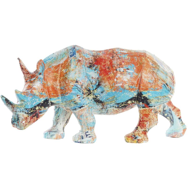 Figure décorative Dkd Home Decor 34 x 12,5 x 16,5 cm rhinocéros moderne multicolore
