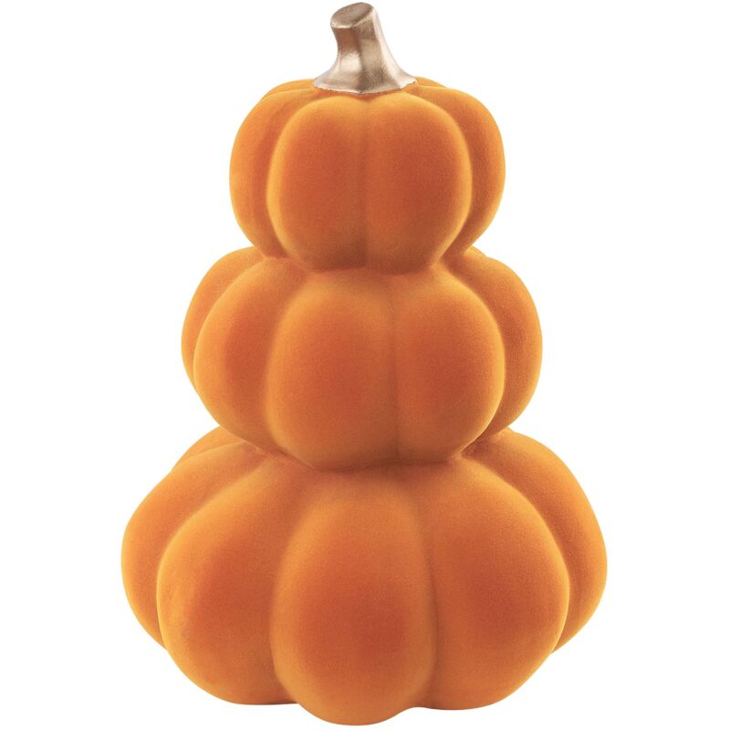 Beliani - Figurine Décorative en Céramique et Velours 3 Citrouilles Orange Fait Main Kalamata