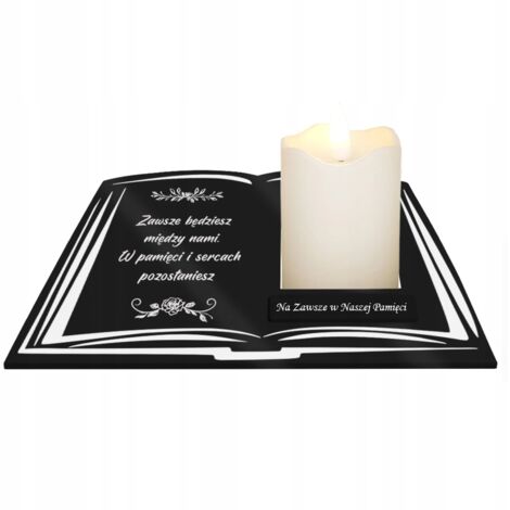 Figurine de bougie torche LED avec un livre de phrases pour la tombe de tous les saints