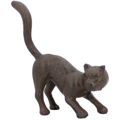 Figurine de chat en fonte marron – Décoration rustique pour la maison et le bureau
