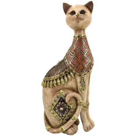 Figurine de chat en résine décorative ethnique pour la maison, ornement de style animal, cadeau original pour les amoureux des chats