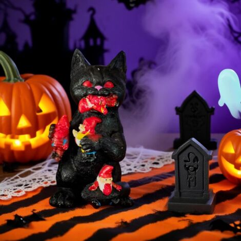 Figurine de Chat Noir - Ornement Sculpture de Bureau - Sculpture Chat