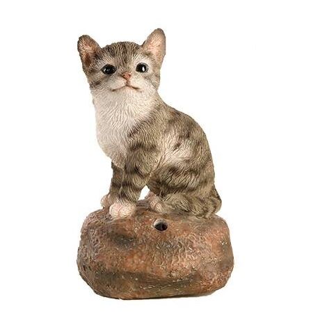 Figurine de chaton sonore avec détecteur de mouvement - Gris - H 11,8 cm - Livraison gratuite