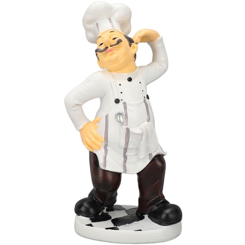 Feiyue - Figurine de chef français en résine Sculpture de chef drôle Décor de restaurant de cuisine