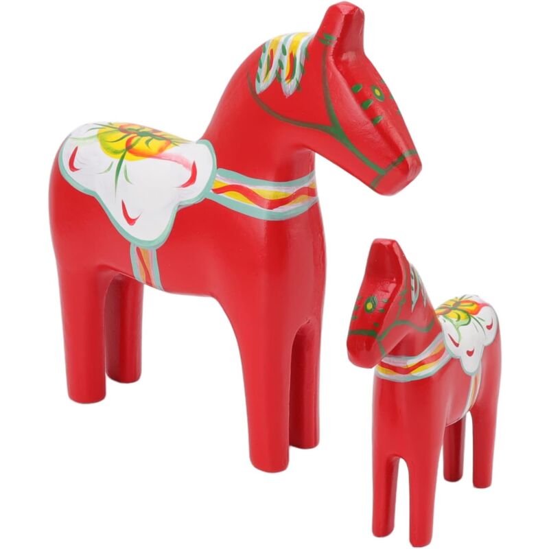 Ugreat - Figurine de Cheval Dala suéDois décorative, Ornements d'animaux artisanaux en bois, 1 paire de chevaux Dala suédois en bois, Décoration