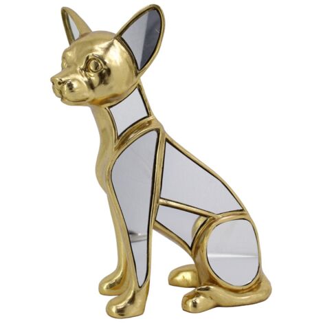 Figurine de chien chihuahua en résine dorée - Décoration moderne