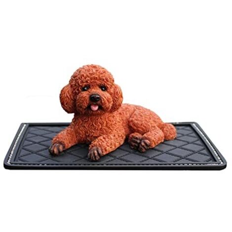 Figurine de chien mignonne en résine - Sculpture de caniche - Décoration de jardin - Décoration d'intérieur (marron)
